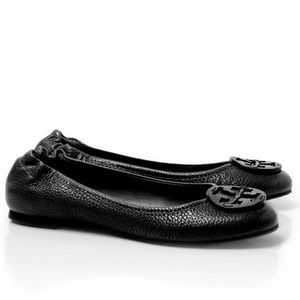 Tory Burch Reva Tumbled Logo Ballet Fats